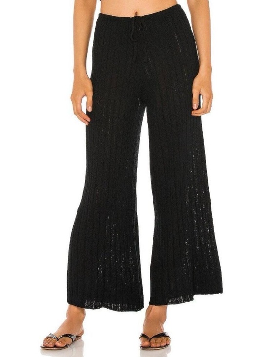 SNDYS. Pants - SNDYS Everyday | Women’s Black Rib Knit Wide Leg Lounge Pants